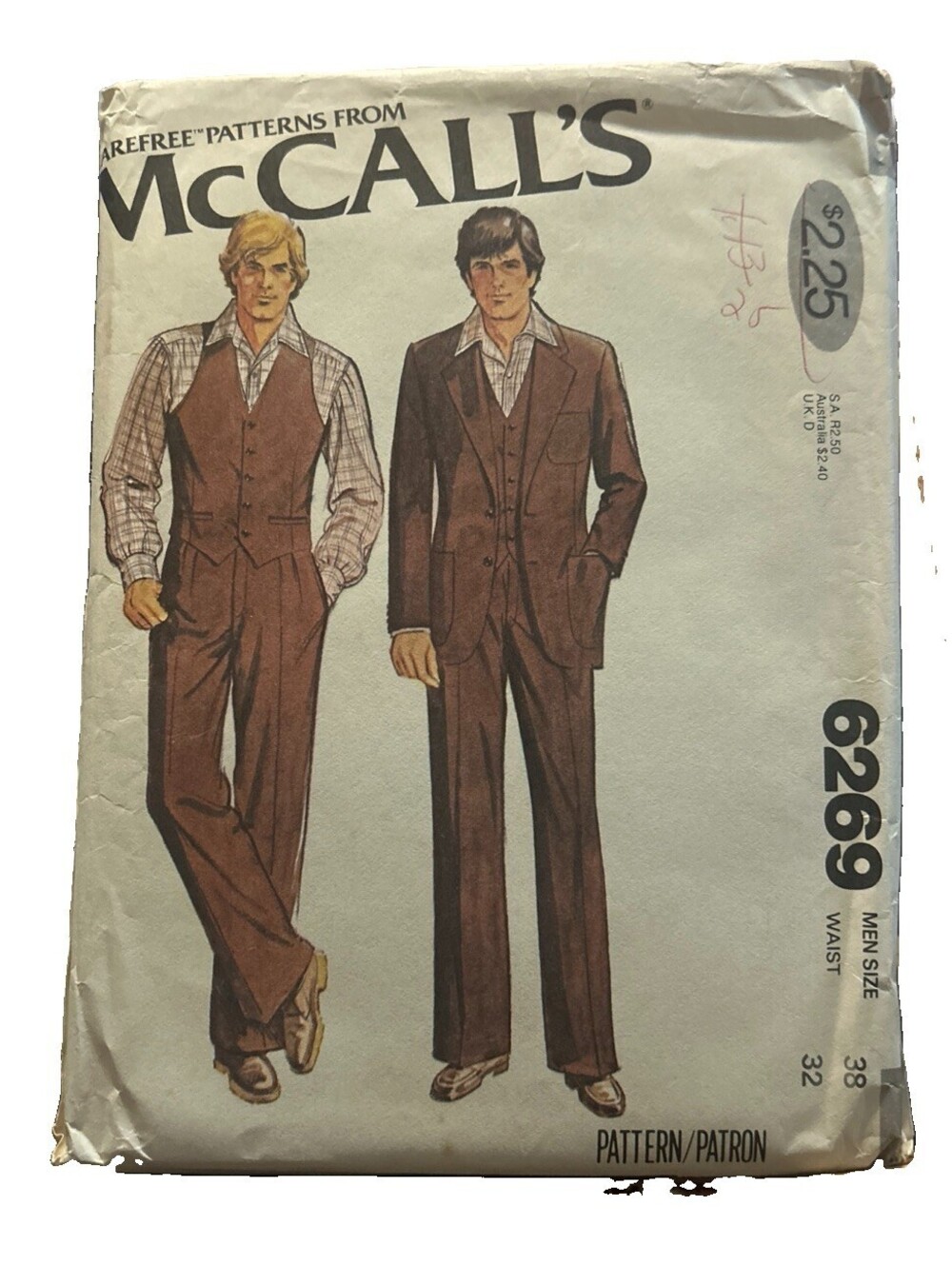 Vintage McCall’s Pattern Men’s 6269 Uncut Size 38 New